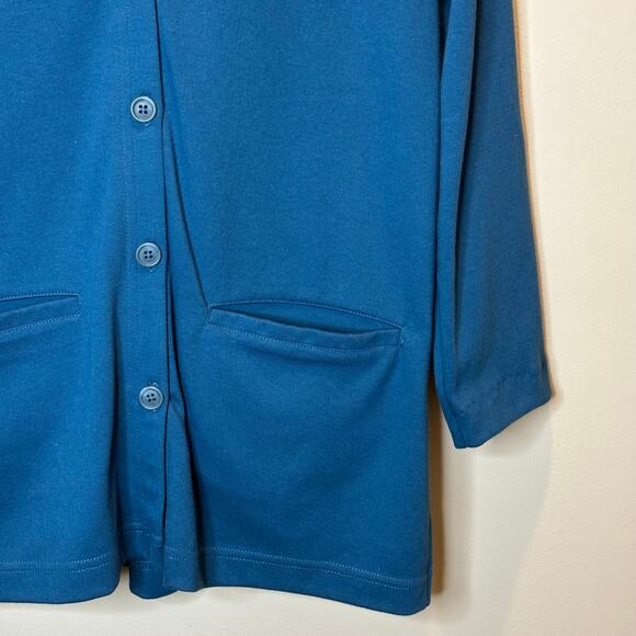 Lands' End Blue Button Up Cardigan & Matching Skirt Set Womens Petite Size MP - Picture 3 of 11